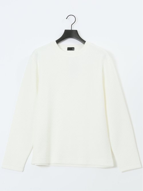 ジオメトリックジャガード クルーネック長袖Tシャツ