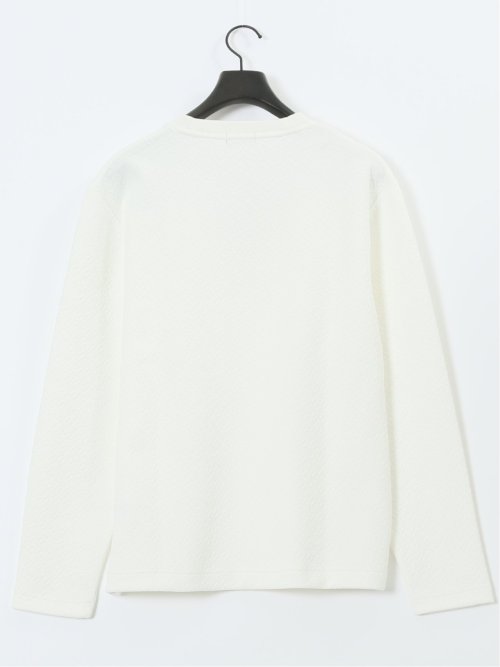 ジオメトリックジャガード クルーネック長袖Tシャツ