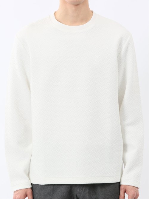 ジオメトリックジャガード クルーネック長袖Tシャツ