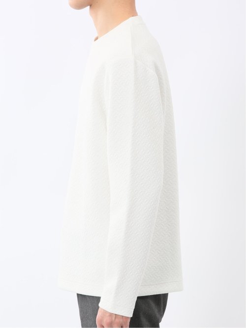 ジオメトリックジャガード クルーネック長袖Tシャツ