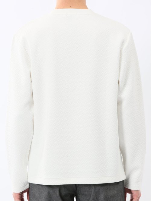 ジオメトリックジャガード クルーネック長袖Tシャツ