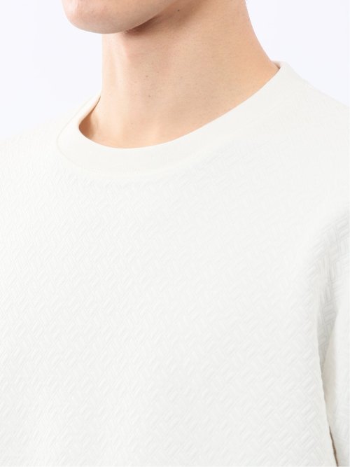 ジオメトリックジャガード クルーネック長袖Tシャツ