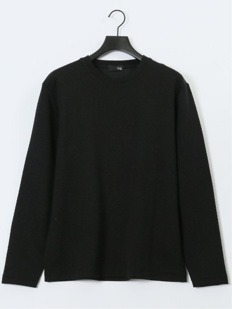 ジオメトリックジャガード クルーネック長袖Tシャツ
