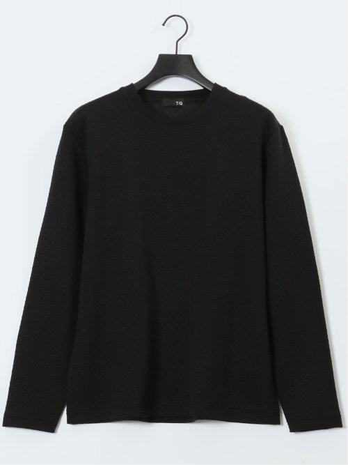 ジオメトリックジャガード クルーネック長袖Tシャツ