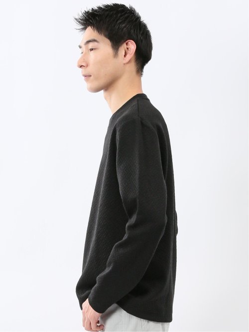 ジオメトリックジャガード クルーネック長袖Tシャツ