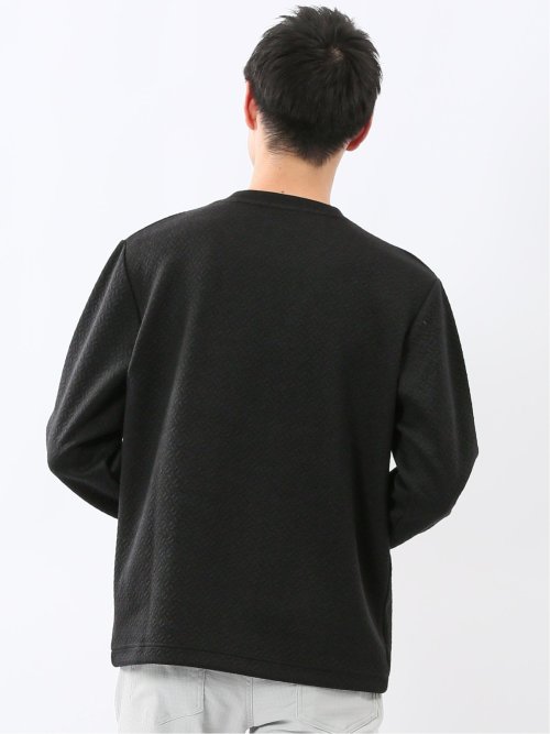 ジオメトリックジャガード クルーネック長袖Tシャツ