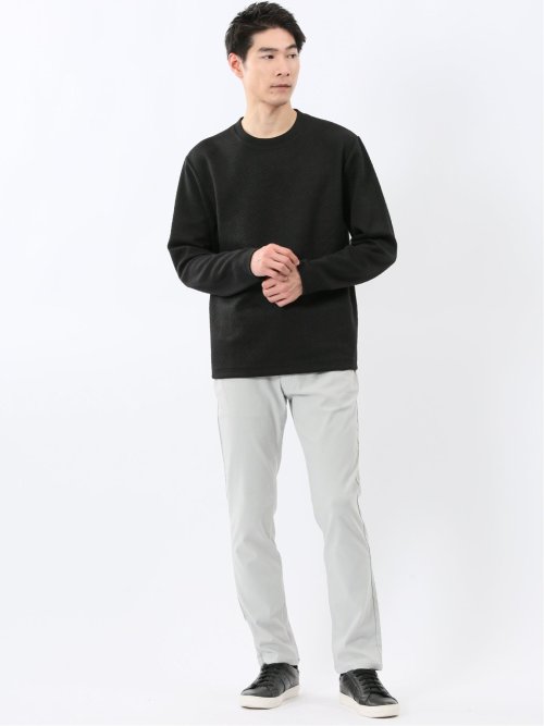 ジオメトリックジャガード クルーネック長袖Tシャツ