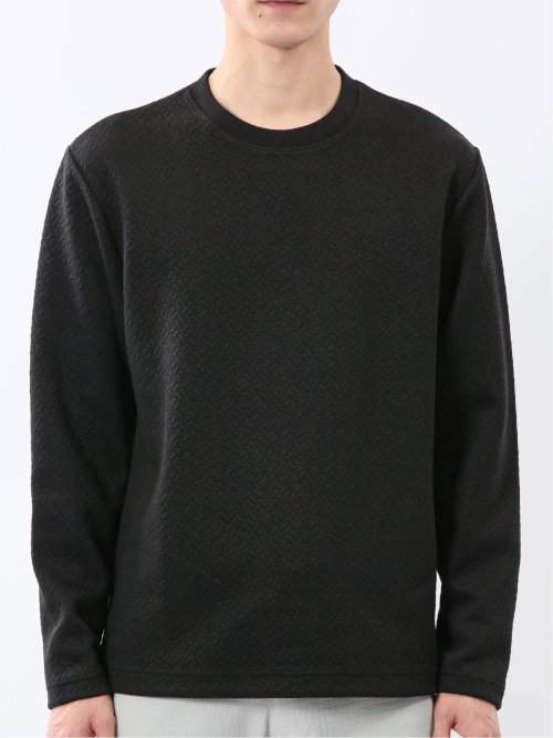 ジオメトリックジャガード クルーネック長袖Tシャツ