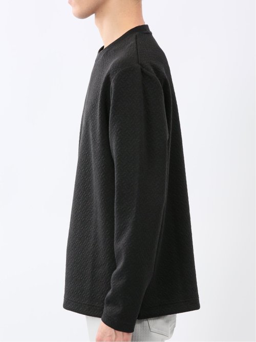 ジオメトリックジャガード クルーネック長袖Tシャツ