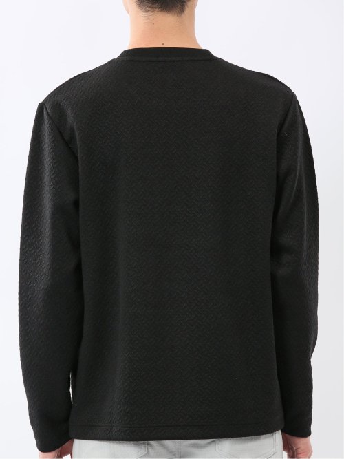 ジオメトリックジャガード クルーネック長袖Tシャツ