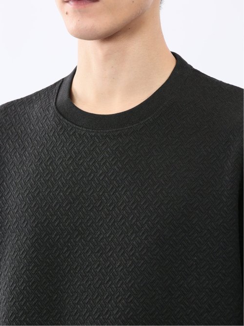ジオメトリックジャガード クルーネック長袖Tシャツ