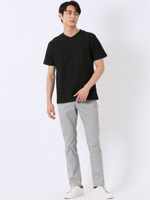ループ ジャガード Vネック 半袖 Tシャツ