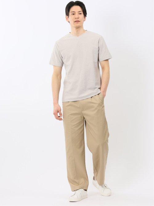 ループ ジャガード Vネック 半袖 Tシャツ