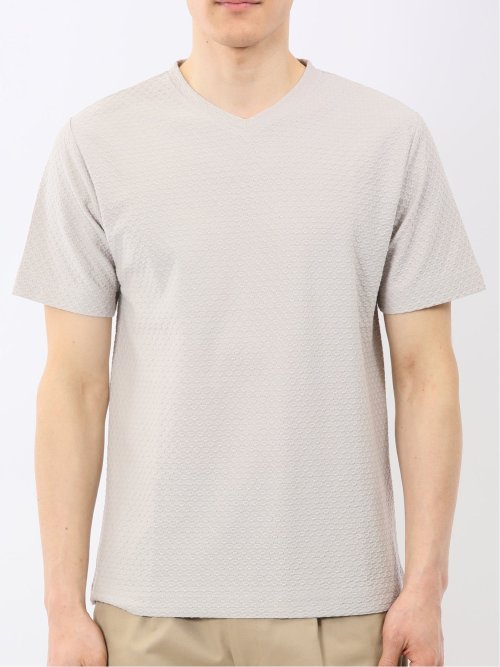 ループ ジャガード Vネック 半袖 Tシャツ