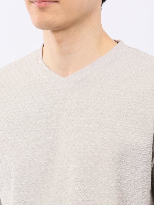 ループ ジャガード Vネック 半袖 Tシャツ