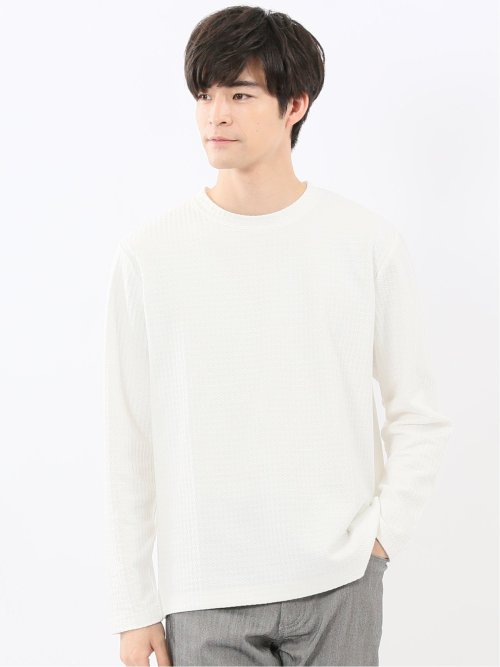 千鳥ジャガード クルーネック長袖Tシャツ