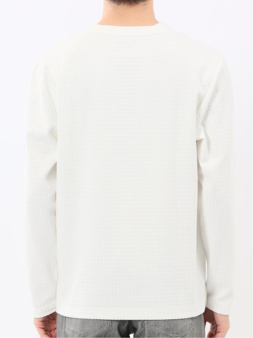 千鳥ジャガード クルーネック長袖Tシャツ