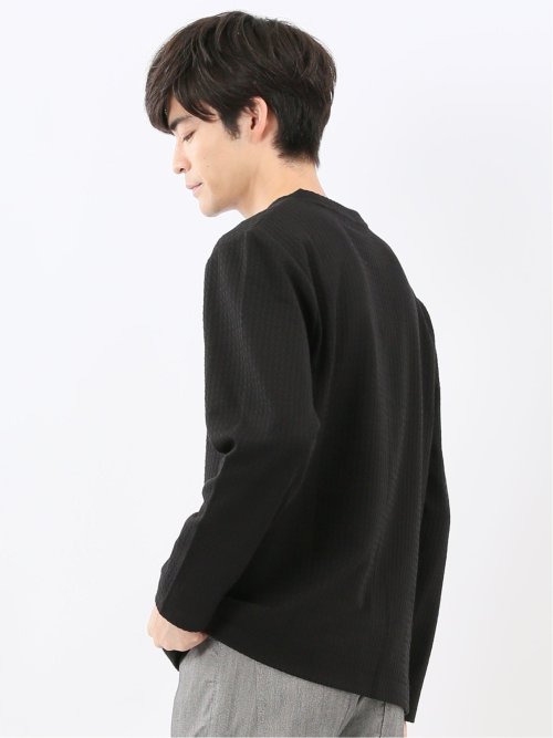 千鳥ジャガード クルーネック長袖Tシャツ