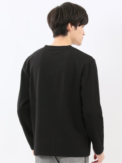 千鳥ジャガード クルーネック長袖Tシャツ