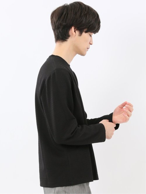 千鳥ジャガード クルーネック長袖Tシャツ