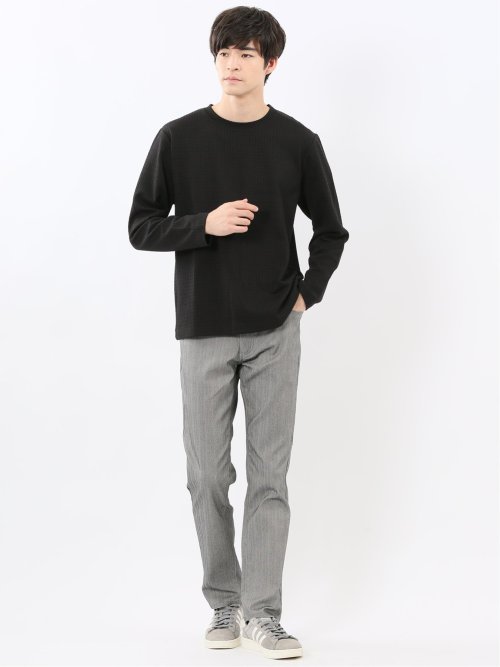 千鳥ジャガード クルーネック長袖Tシャツ