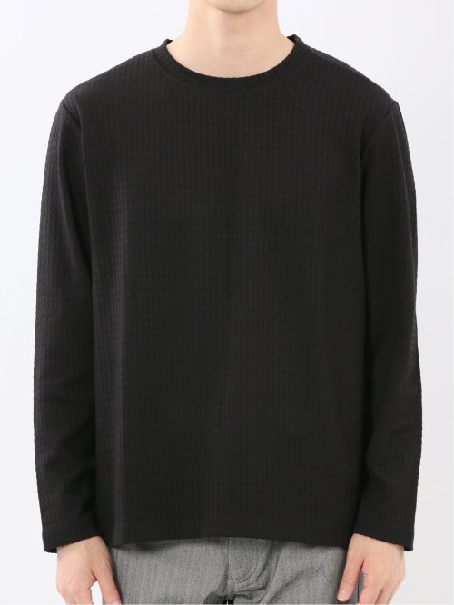 千鳥ジャガード クルーネック長袖Tシャツ