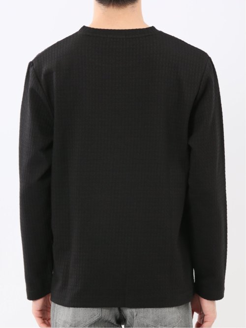 千鳥ジャガード クルーネック長袖Tシャツ