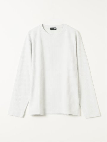 Tシャツ メンズ 長袖 ストレッチ クルーネック 綿混 千鳥格子 ジャガード