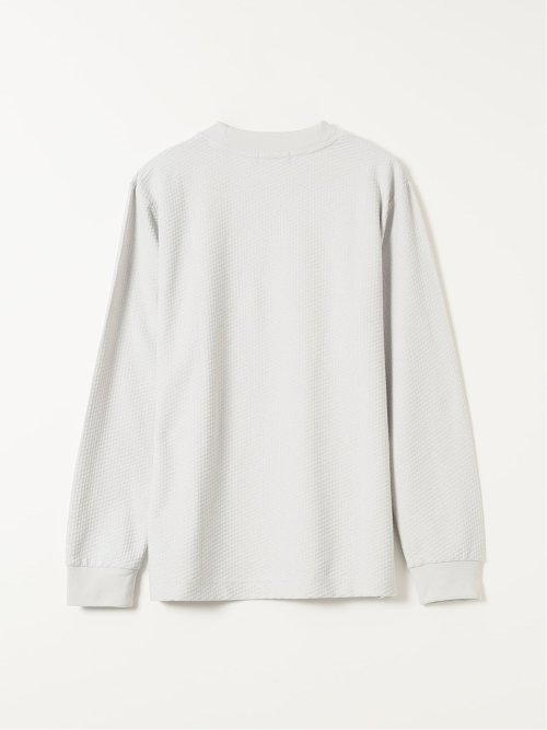 Tシャツ メンズ 長袖 ストレッチ クルーネック 綿混 千鳥格子 ジャガード