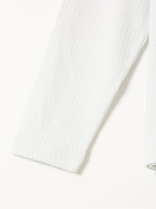 Tシャツ メンズ 長袖 ストレッチ クルーネック 綿混 千鳥格子 ジャガード