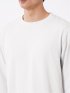 Tシャツ メンズ 長袖 ストレッチ クルーネック 綿混 千鳥格子 ジャガード