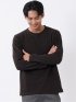 Tシャツ メンズ 長袖 ストレッチ クルーネック 綿混 千鳥格子 ジャガード