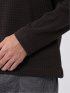 Tシャツ メンズ 長袖 ストレッチ クルーネック 綿混 千鳥格子 ジャガード