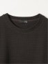Tシャツ メンズ 長袖 ストレッチ クルーネック 綿混 千鳥格子 ジャガード
