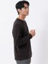 Tシャツ メンズ 長袖 ストレッチ クルーネック 綿混 千鳥格子 ジャガード