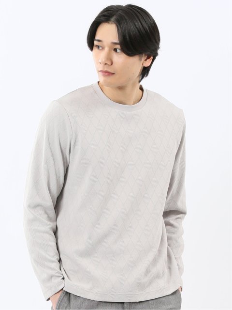 アーガイルジャガード クルーネック長袖Tシャツ