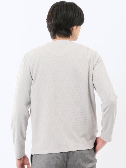 アーガイルジャガード クルーネック長袖Tシャツ