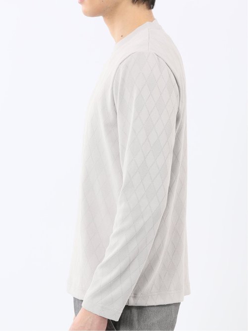 アーガイルジャガード クルーネック長袖Tシャツ