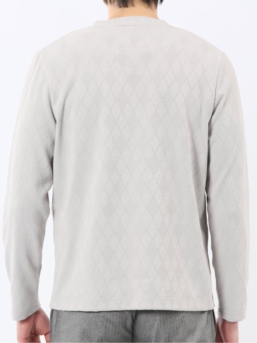 アーガイルジャガード クルーネック長袖Tシャツ