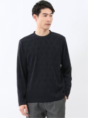 アーガイルジャガード クルーネック長袖Tシャツ
