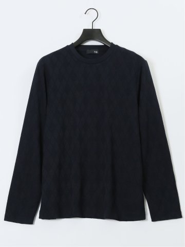 アーガイルジャガード クルーネック長袖Tシャツ