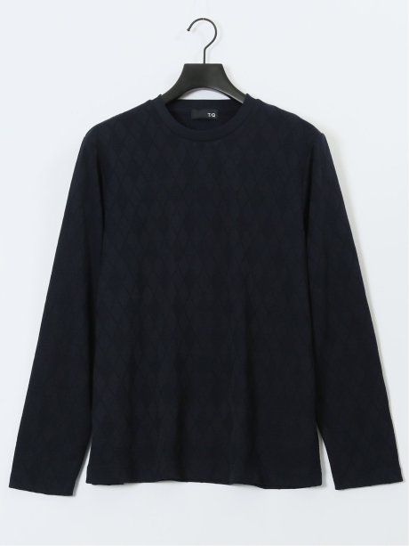 アーガイルジャガード クルーネック長袖Tシャツ