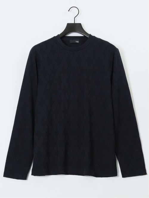 アーガイルジャガード クルーネック長袖Tシャツ