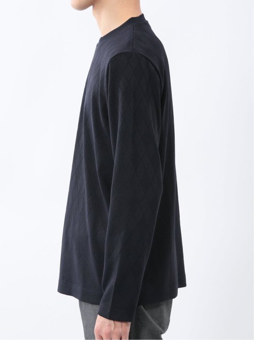 アーガイルジャガード クルーネック長袖Tシャツ