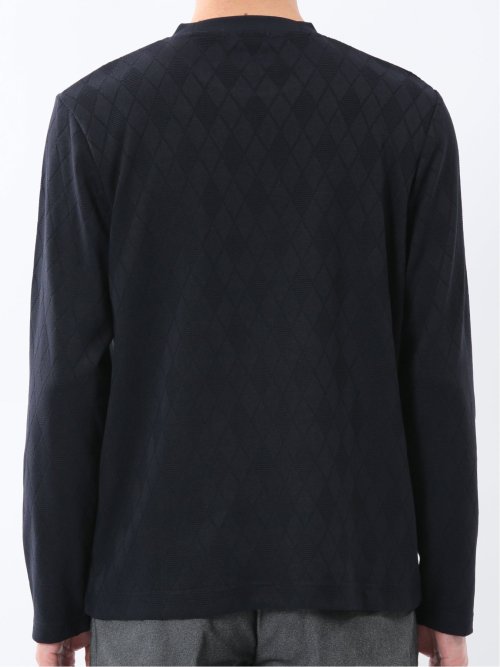 アーガイルジャガード クルーネック長袖Tシャツ