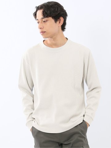 ウェーブジャガード クルーネック長袖Tシャツ