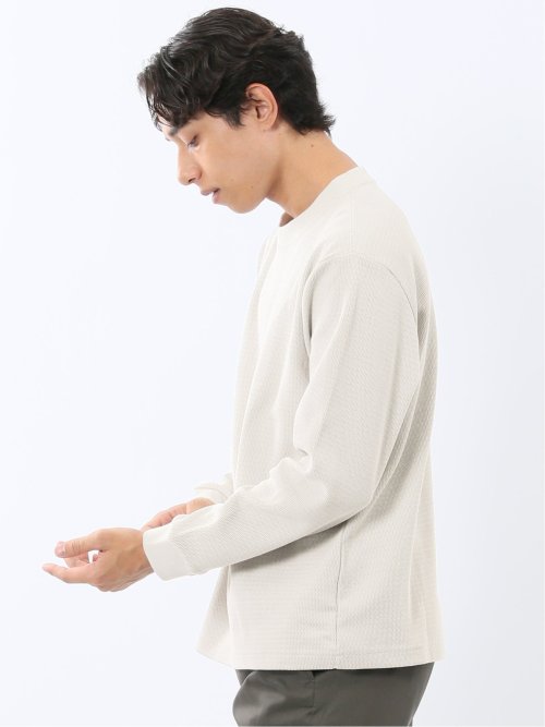 ウェーブジャガード クルーネック長袖Tシャツ