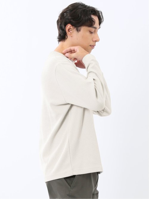 ウェーブジャガード クルーネック長袖Tシャツ