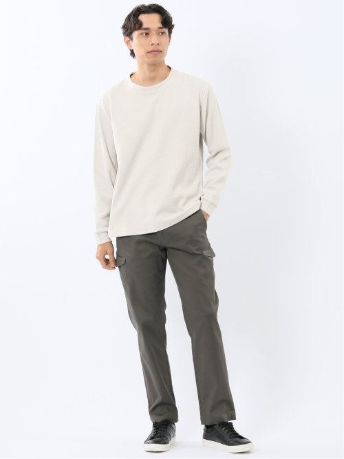 ウェーブジャガード クルーネック長袖Tシャツ