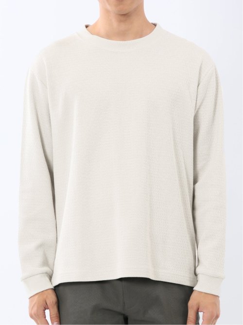 ウェーブジャガード クルーネック長袖Tシャツ